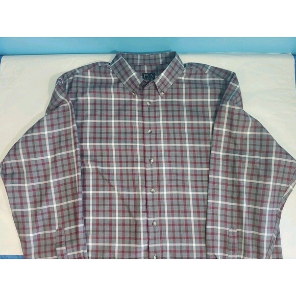 Men XXL Button Front Plaid Shirt Chest Pocket By Jos A Bank Travelers Collection - Picture 5 of 11